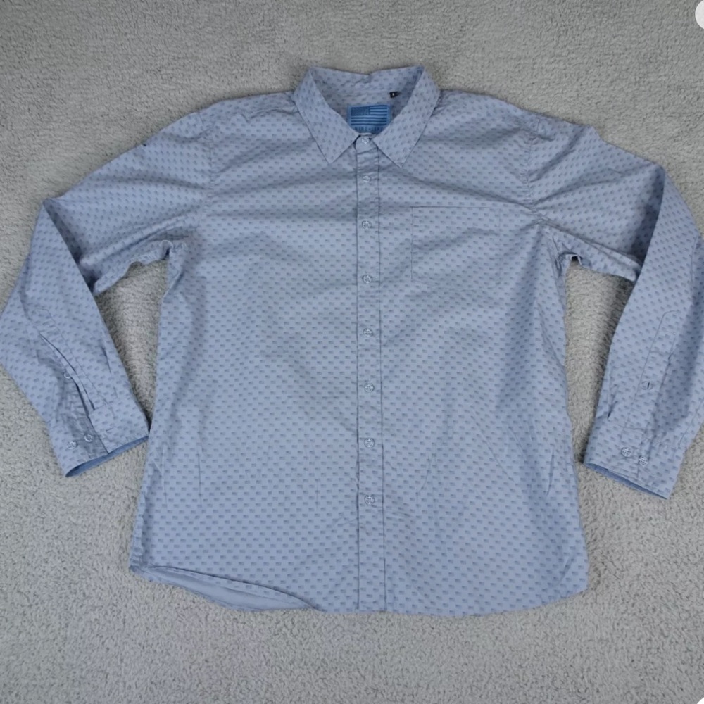 Nine Line Shirt Mens Large Blue Long Sleeve Button All Over American Flag